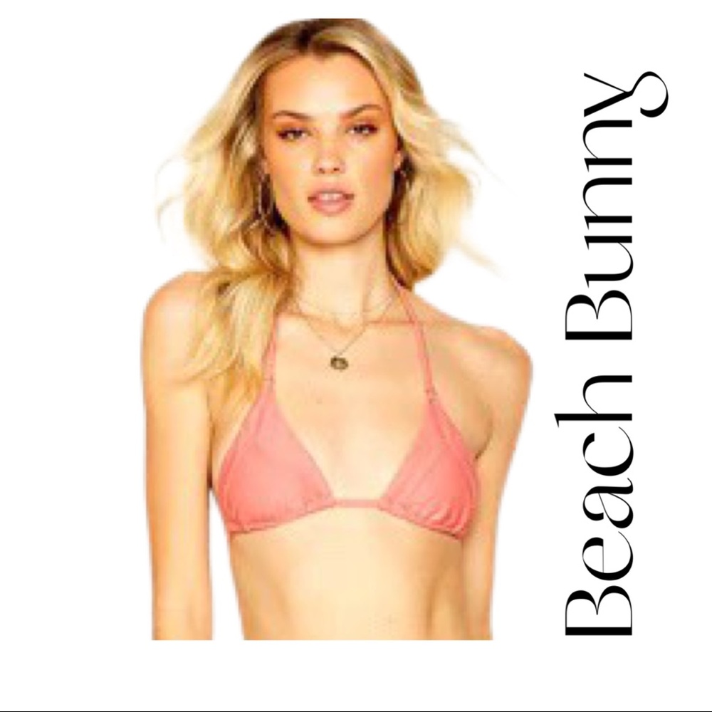 Beach Bunny Emma Triangle Bikini Top, Rose Size M